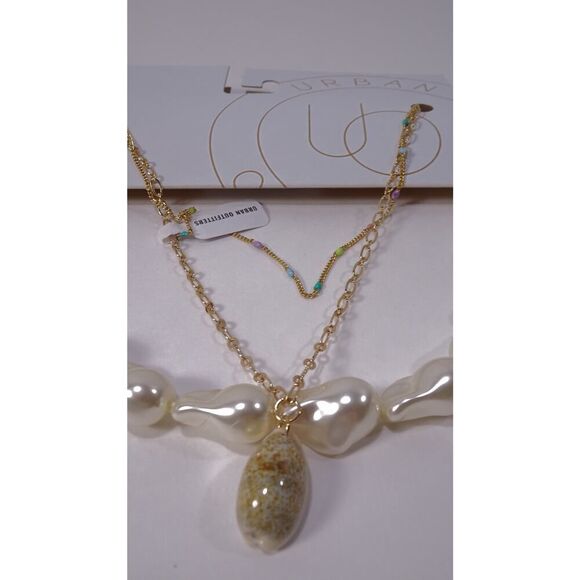 Urban Outfitters Women's Chain & Pearl Toggle Layered Necklace NWT 38 - Picture 5 of 7